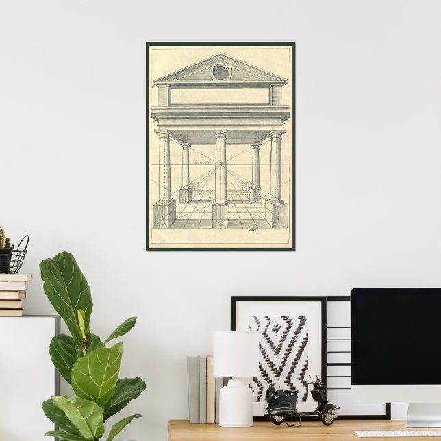 Póster Arquitectura de época, pórtico romano con columnas (Oficina en casa)