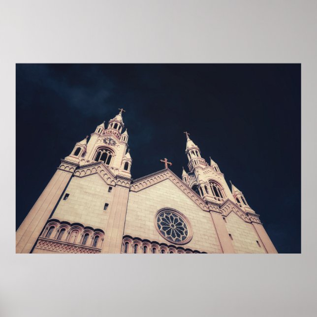 Póster Arquitectura de iglesia en fondo oscuro (Frente)