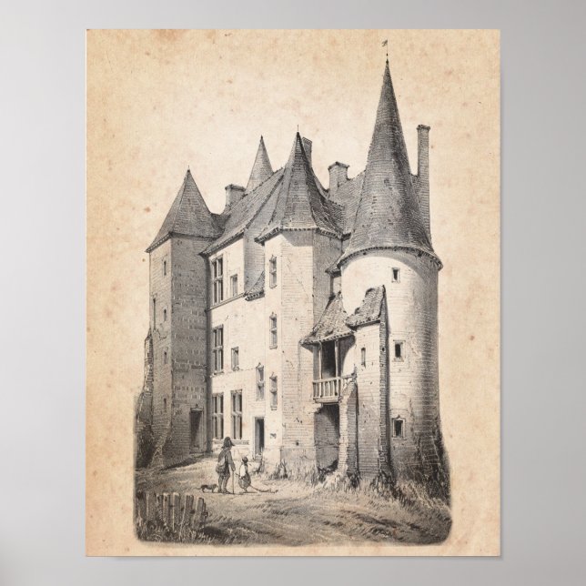 Póster Arquitectura del castillo de Chateau francés n.º 7 (Frente)