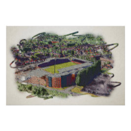 Póster Arquitectura del Estadio de Wrexham Arte en Acuare