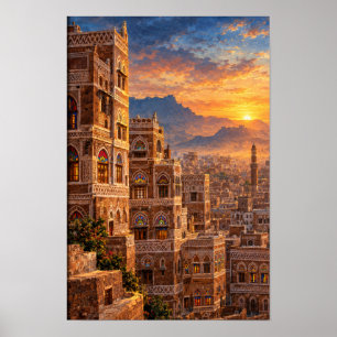 Póster Arquitectura del patrimonio yemení: Sana'a antigua