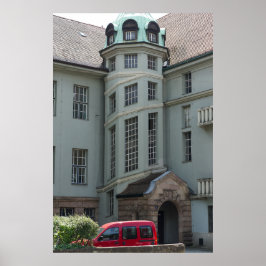 Póster Arquitectura erlangen con vehículo rojo