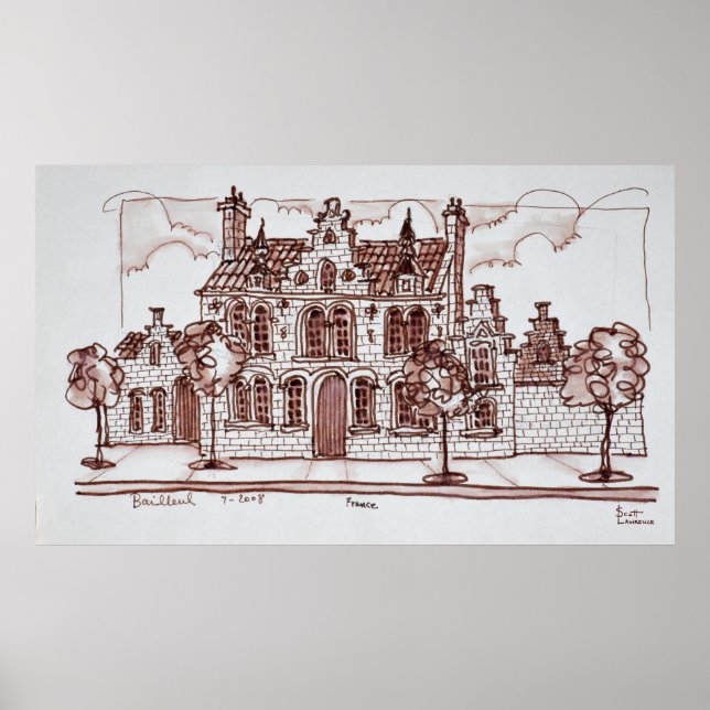 Póster Arquitectura flamenca | Bailleul, Francia (Frente)