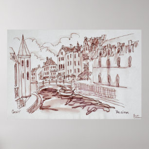 Póster Arquitectura flamenca  Gante, Bélgica