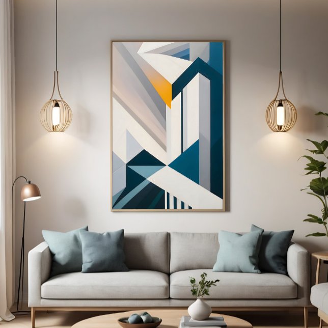 Póster Arquitectura geométrica abstracta azul blanco dora (Subido por el creador)