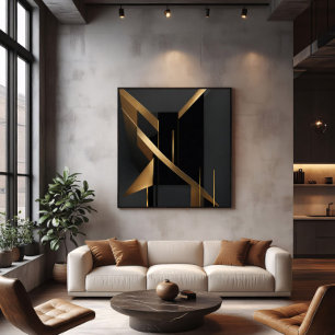 Póster Arquitectura geométrica abstracta de lujo en oro