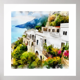 PÓSTER ARQUITECTURA GRIEGA DE LA ALDEA MARINA COLOR DEL A