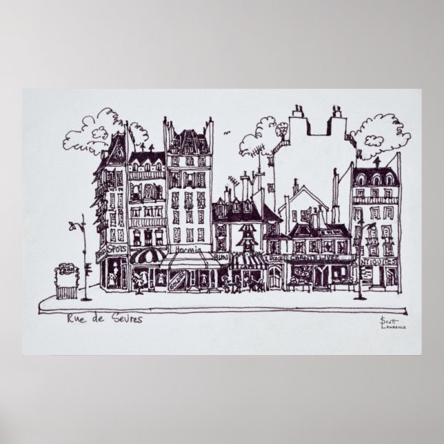 Póster Arquitectura Haussmann | Rue de Sevres (Frente)