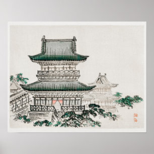 Póster Arquitectura japonesa por Kōno Bairei (1844-1895)