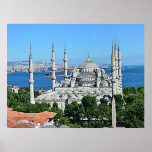 Póster Arquitectura Mezquita Azul Estambul Turquía Vista 