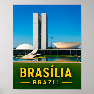Póster Arquitectura moderna de Brasília y visión brasileñ