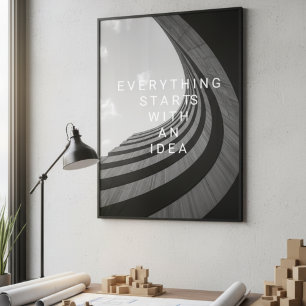 Póster Arquitectura Moderna en Blanco y Negro Motivaciona