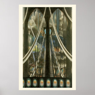 Póster Arquitectura Vintage de Nueva York, Puente de Broo