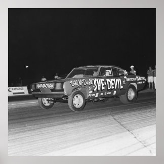 Póster Arrastra de Mopar de Vintage - Cuda - Ella-Diablo