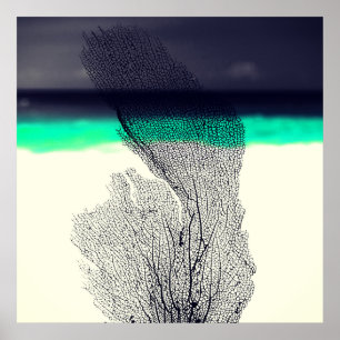 Póster Arrecife de coral abstracto moderno del mar en