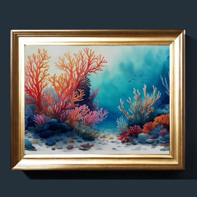 Póster Arrecife de coral de pintura acuática (Subido por el creador)