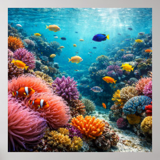 Póster Arrecife Tropical Lleno de Vida Marina