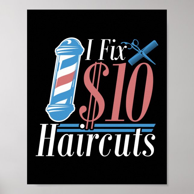 Póster Arreglo 10$ Barbería De Peluquería De Peluquería E (Frente)