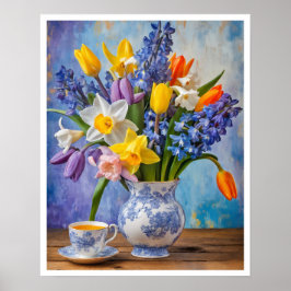 Póster Arreglo de flores de primavera Daffodils Tulips Ar