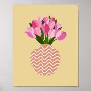Póster Arreglo De Tulipán Floral Amarilla Y Rosa