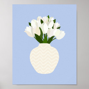 Póster Arreglo de Tulipán Vase Floral Azul