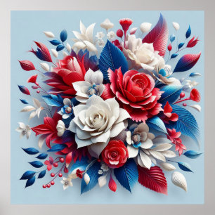 Póster Arreglo Floral de Papel para Hogar Moderno