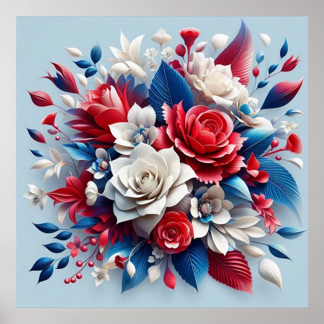 Póster Arreglo Floral de Papel para Hogar Moderno  (Frente)