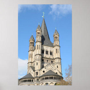 Póster Arriba de la iglesia de St. Martin Gross en Koeln