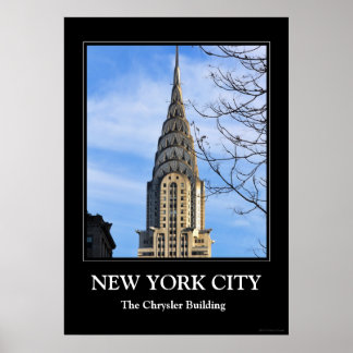 Póster Arriba del edificio Chrysler, árboles desnudos