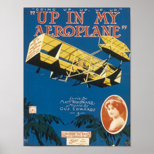 Póster Arriba En La Portada Del Libro Vintage De Un Avión
