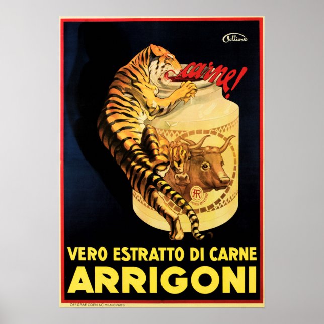 Póster ARRIGONI Verdadero Extracto de carne Italia Suplem (Frente)