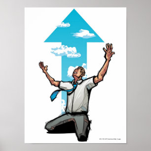 Póster arrodillamiento de hombres de negocios, señalizaci
