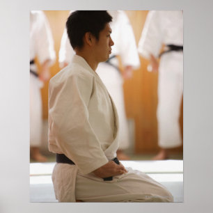 Póster Arrodillamiento principal del judo en una estera