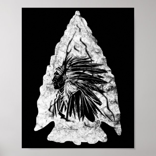 Póster Arrowhead Hunter Jefe Indio Caza de Ricos Nativo (Frente)