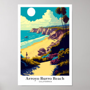 Póster Arroyo Burro Beach Ilustracion de Viajes de Califo