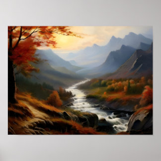 Póster Arroyo de montaña de otoño tranquilo