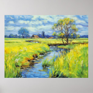 Póster Arroyo de verano en el paisaje de Havelland