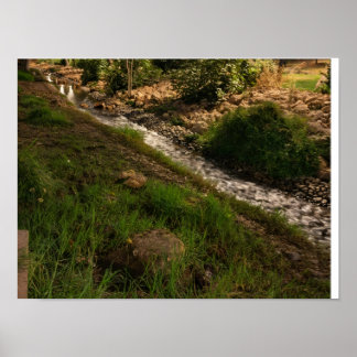 Póster Arroyo verde tranquilo en el campo - Naturaleza rú