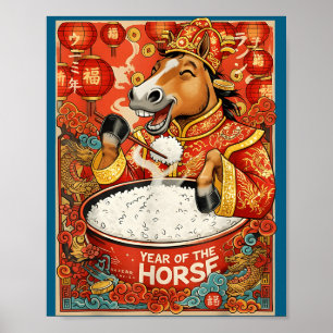 Póster Arroz de Caballo Chino del Nuevo Zodiaco