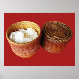Póster Arroz pegajoso [Khao Niao] comida tailandesa lao