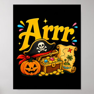 Póster Arrr divertido pirata halloween sombrero pirata ca