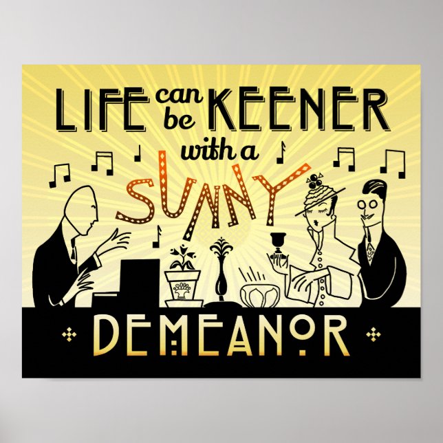 Póster Art Deco 20 Retro Sunny Demanor Inspirador (Frente)