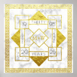 Póster Art Deco Aniversario Boda Relieve metalizado dorad<br><div class="desc">Crea tu propio diseño de estilo Art Deco, inspirado en el Gran Gatsby, con formas geométricas abstractas en mármol blanco y Relieve metalizado dorado. Reemplace el texto de ejemplo con el suyo propio para obtener un regalo personalizado. Hace un regalo maravilloso para el boda, aniversario, cumpleaños, Día del Padre o...</div>