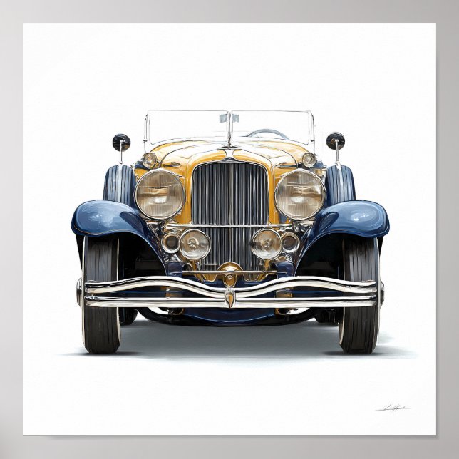 Póster Art Deco Automotive Art: Gilded Roadster (Frente)