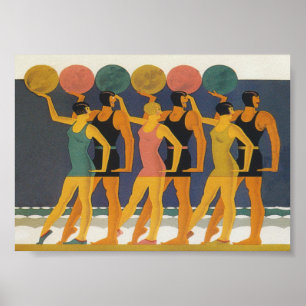 Póster Art Deco Beach Wall Art
