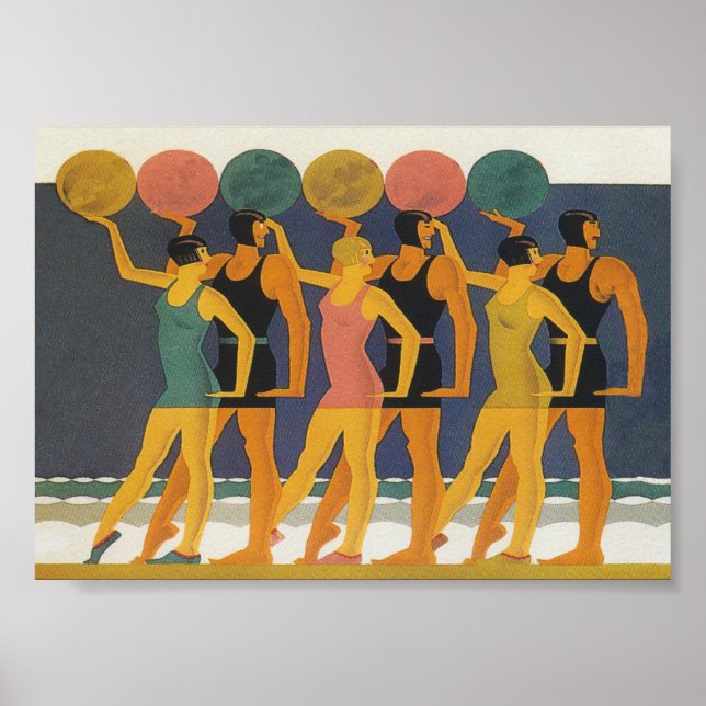 Póster Art Deco Beach Wall Art (Frente)