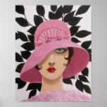 PÓSTER ART DECO BEAUTY, POSTER<br><div class="desc">Pintura original de Art Decó de la Señora de Dian... ... ... Una hermosa y estilizada pintura de una mujer Art Deco a la moda vestida de rosa. El fondo, hojas abstractas en negro , le deja la cara y le añade una dimensión interesante a la pintura. Un gran regalo...</div>