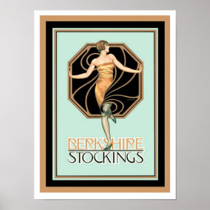 Póster Art Deco Berkshire Stockings Ad Poster 12 x 16
