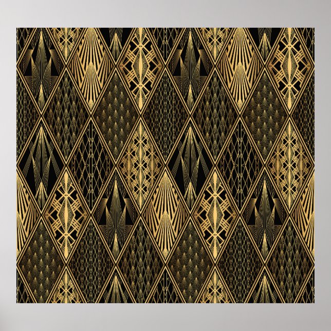 Póster Art Deco Black Gold Elegance (Frente)