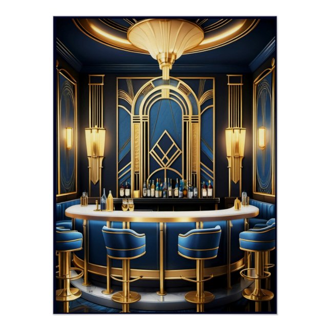 Poster Art Deco Blue Bar. (Anverso)